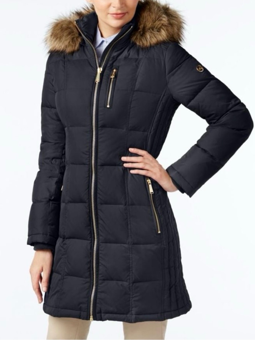 Michael Kors navy long puffer jacket women’s size XS